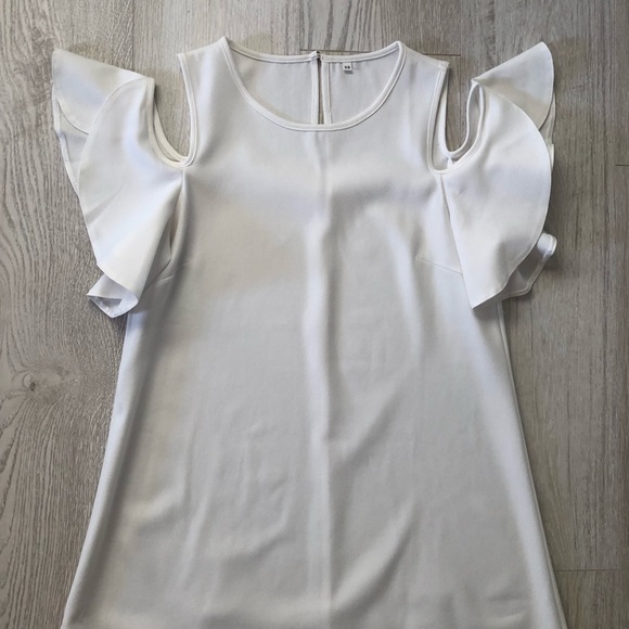 SheIn White Ruffle Cold Shoulder Mini Dress - Picture 11 of 16